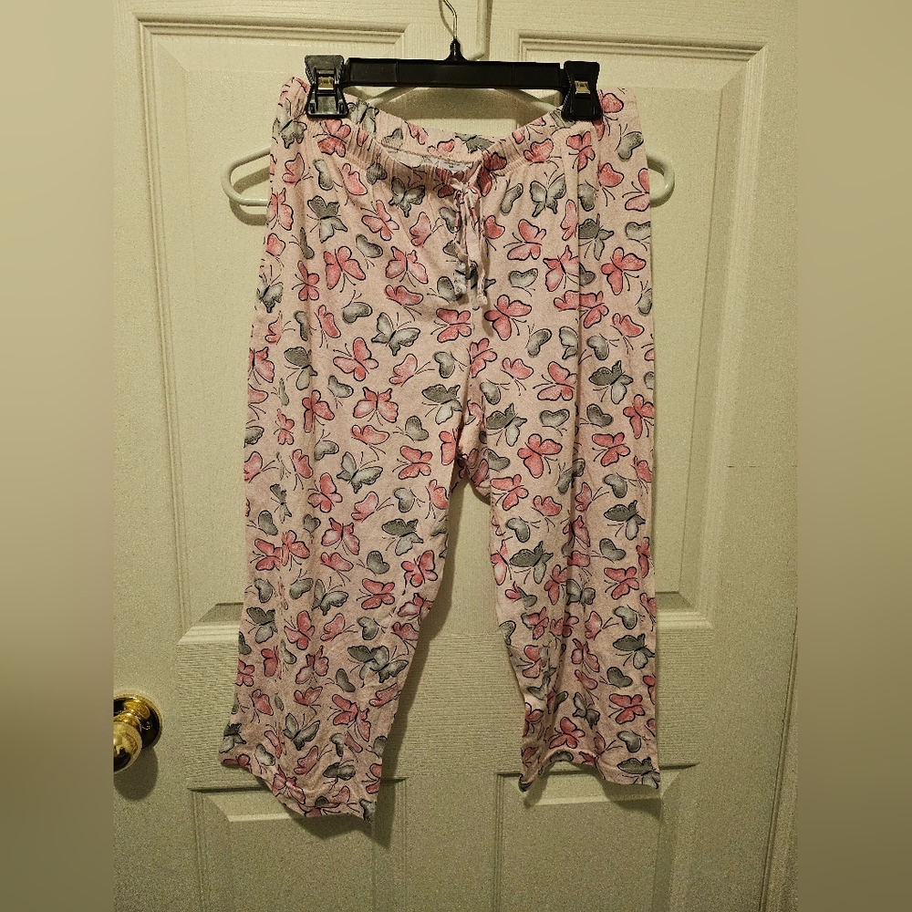 Charisma Pink and Gray Leaf Print Pants